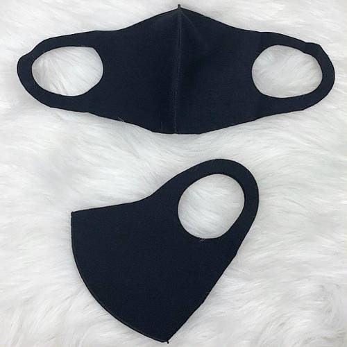 Adult Unisex Solid Black Facemask (Closed & Open)