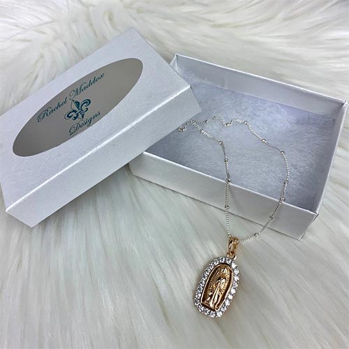 Gold Holy Mary Charm Necklace (With Box)