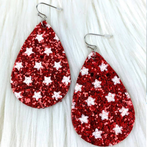 Glitter Teardrop Earrings (red pillow)