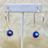 Gold Brass Hoop, Heart Dangle Earrings - Image 2