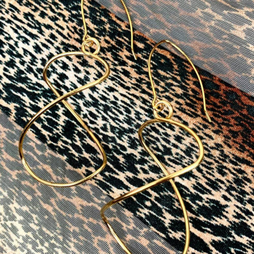 Gold Lightweight Free Form Earrings (Cheetah Background)