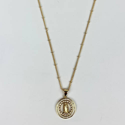 Gold Virgin Mary Necklace (With Chain)