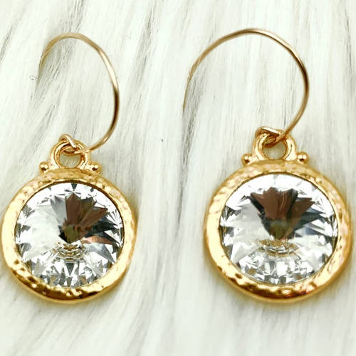 Hammered Swarovski® Crystal Earrings gold)