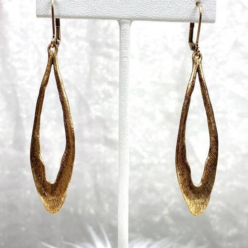 Long Open Drop Leverback Earrings( gold hanging 2 display)