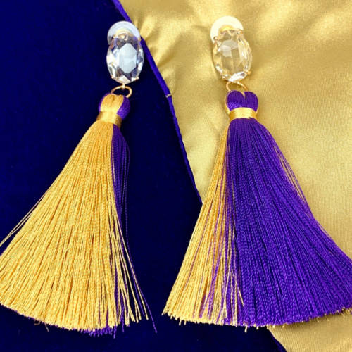 Purple & Gold Tassel Earrings (fabric)