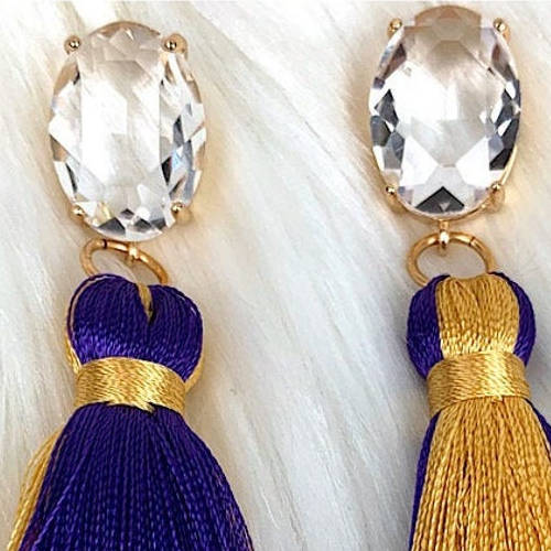 Purple & Gold Tassel Earrings