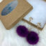 Purple Mink Furry Pompoms Earrings