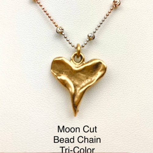 Rustic Heart Pendant Necklace (tri color)
