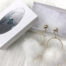 White Mink Furry Lightweight Pompoms Earrings (white box)