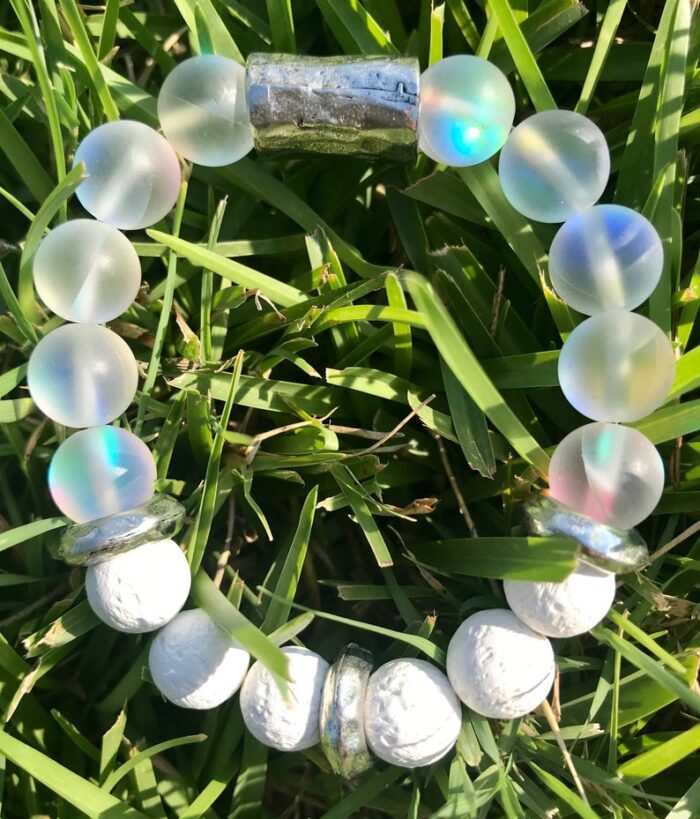 Lovely Moonlight Crystal White Matte Bracelet/Ess Oil Diffuser/Lava Bead/Gemstone Diffuser/Oil Diffuser/Essential Oil Jewelry/Aromatherapy - Image 3