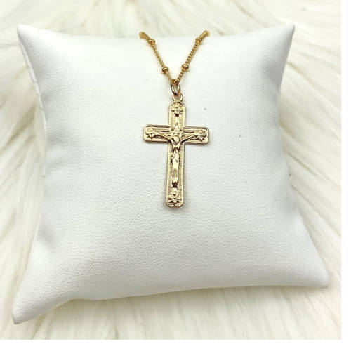 Gold Crucifix Charm Necklace