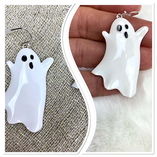 Dangle Halloween Earrings (White Ghost 2)