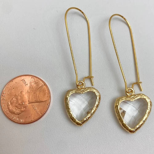 Crystal Glass Heart Charm Earrings/Necklace Set