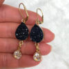 Floating Black & Gold Teardrop Earrings