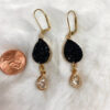 Floating Black & Gold Teardrop Earrings