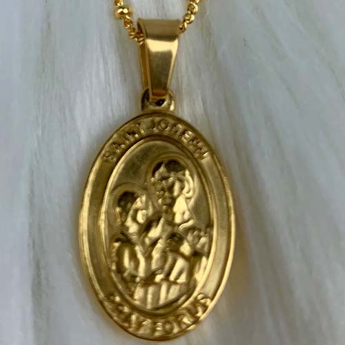 St. Joseph Oval Religious Pendant Necklace