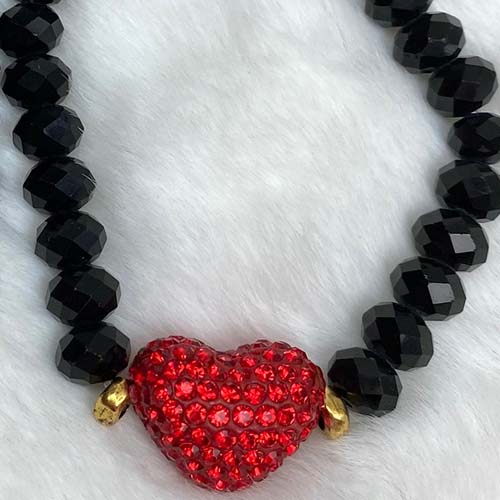 Red Rhinestone Heart Bracelet
