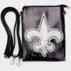 FLEUR DE LIS ACCENTED SEQUIN CROSSBODY BAG