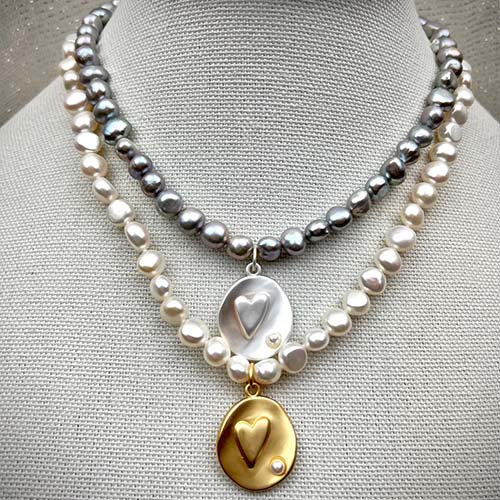 Pearl Heart Necklace Combo