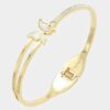 Butterfly Accented Rhinestone Gold Plated Closure Bracelet