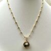 Electroplated Faceted Round Glass Light Grey Pendant Necklace - Image 4