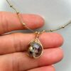 Electroplated Faceted Round Glass Light Grey Pendant Necklace - Image 3
