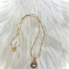 Electroplated Faceted Round Glass Light Grey Pendant Necklace