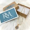 Electroplated Faceted Round Glass Light Grey Pendant Necklace - Image 2
