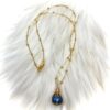 Electroplated Faceted Round Glass Blue Pendant Necklace