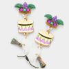 Mardi Gras Mask Drum Boots w/Tassel Dropdown Earrings