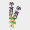 Mardi Gras Glittered Nola Dangle Earrings