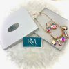 Beautiful AB Gold Heart Stone Dangle Earrings w/Omega Closure - Image 2