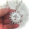 Mother of Pearl Fleur de Lis Pendant with Clear Cubic Zirconia - Image 4