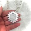 Mother of Pearl Fleur de Lis Pendant with Clear Cubic Zirconia - Image 5