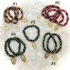 Halloween Gold-Plated, Clear Rhinestone Skull 7" Stretch Bracelet - Image 3