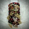Halloween Gold-Plated, Clear Rhinestone Skull 7" Stretch Bracelet - Image 4