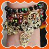 Halloween Gold-Plated, Clear Rhinestone Skull 7" Stretch Bracelet - Image 7