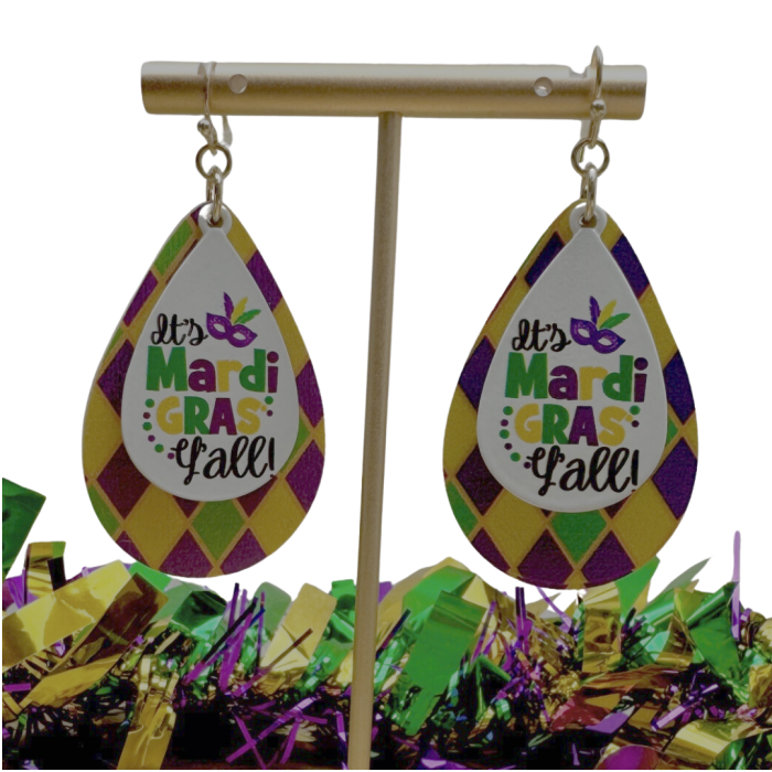 "It's Mardi Gras Y'all" Earrings