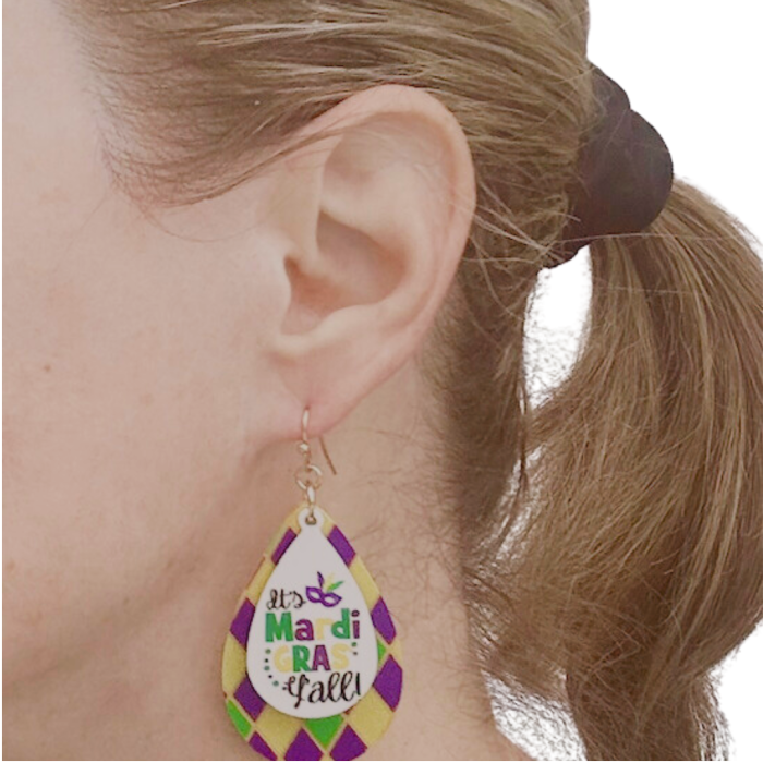 "It's Mardi Gras Y'all" Earrings - Image 3