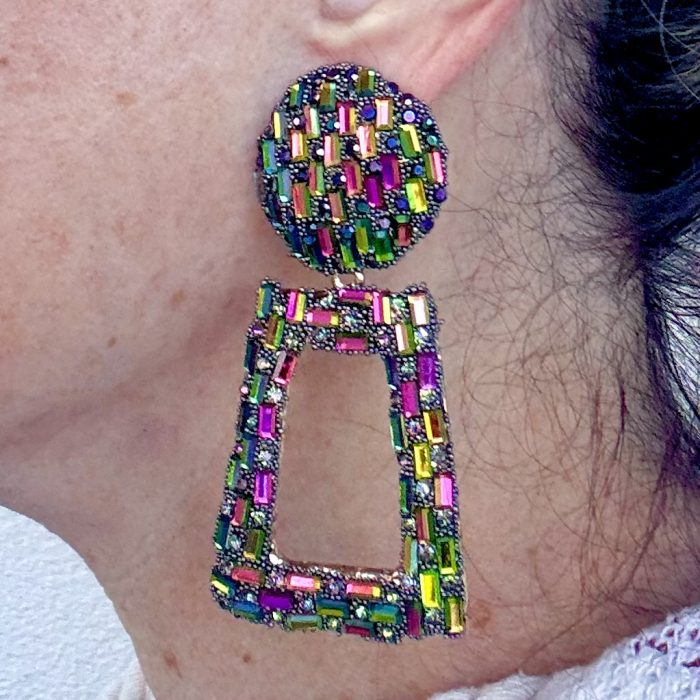 Mardi Gras Baguette Earrings - Image 4