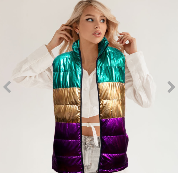 Mardi Gras Puffer Vest