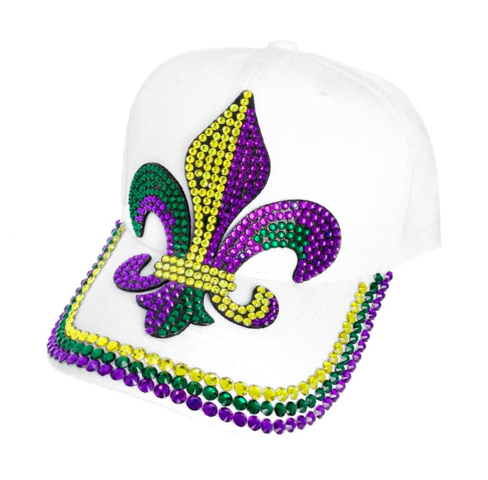 Rhinestone Mardi Gras Baseball Cap