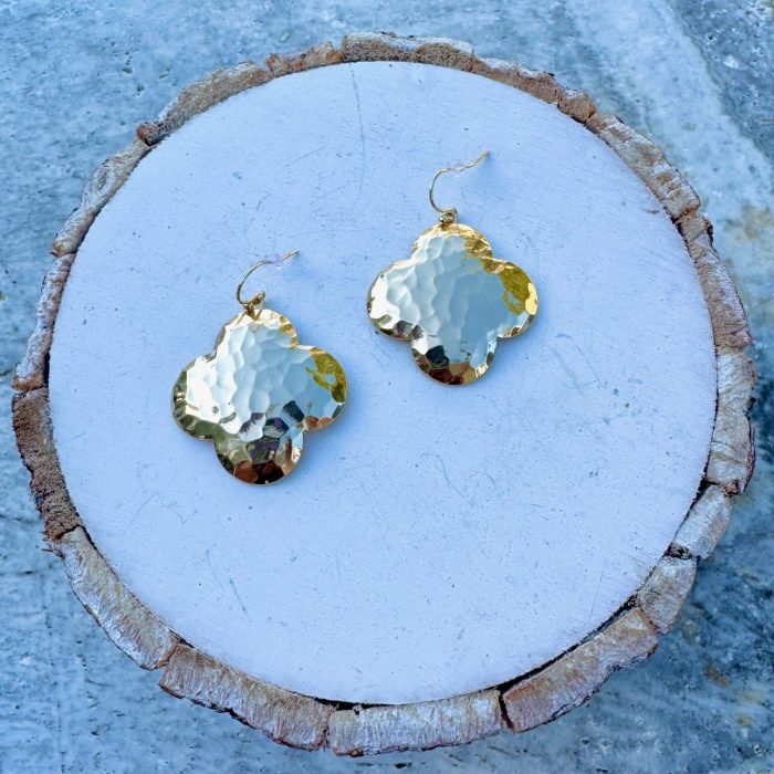 Hammered Gold Quatrefoil Earrings - Image 5