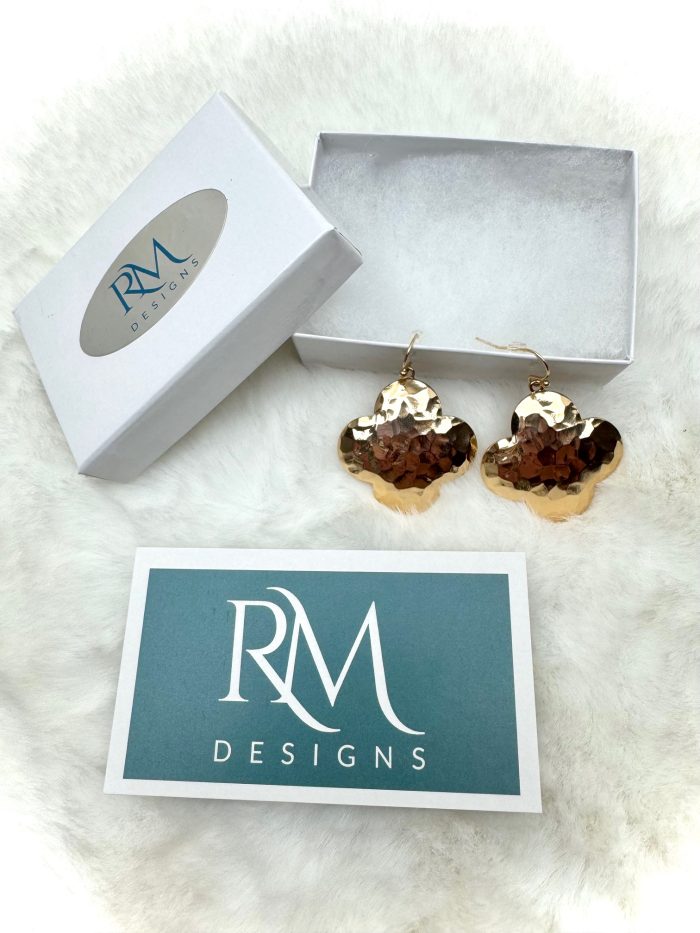 Hammered Gold Quatrefoil Earrings - Image 3