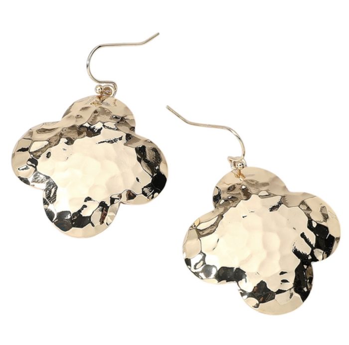 Hammered Gold Quatrefoil Earrings