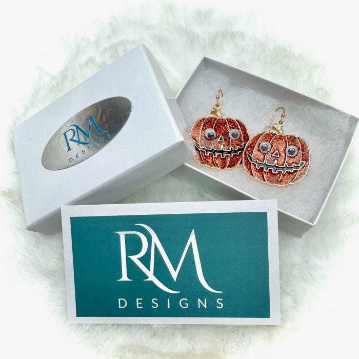 Googly-Eyed Glitter Pumpkin Earrings - Image 5