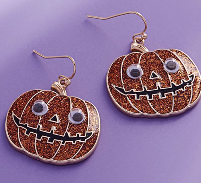 Googly-Eyed Glitter Pumpkin Earrings - Image 6