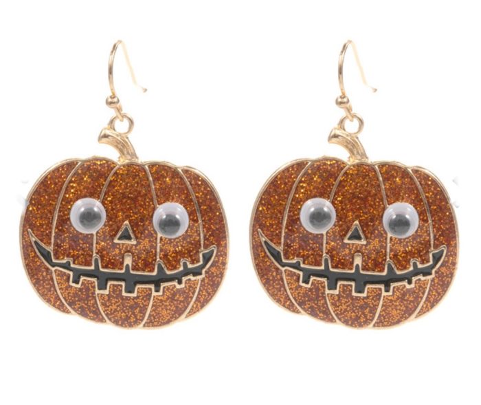 Googly-Eyed Glitter Pumpkin Earrings - Image 7