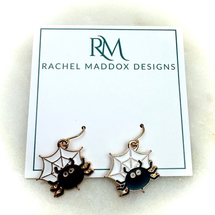 Halloween Spider Web Dangle Earrings - Image 2