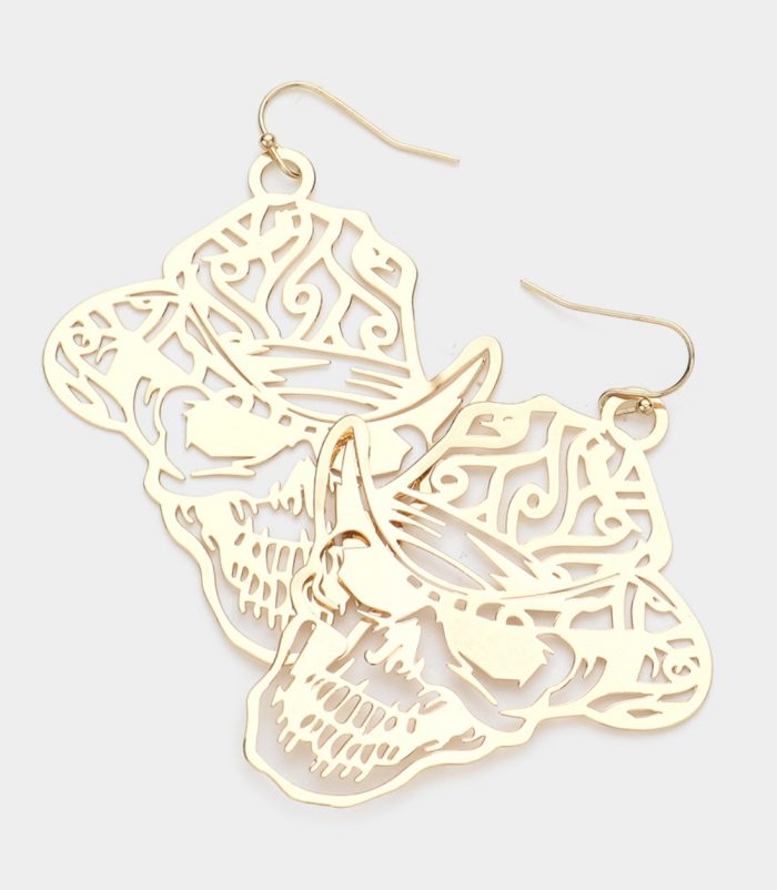 Gold, Lightweight, Skull Earrings
